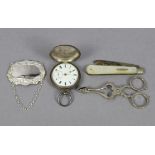 A mid-19th century silver-cased gent’s pocket watch London 1866, a George V pocket fruit knife