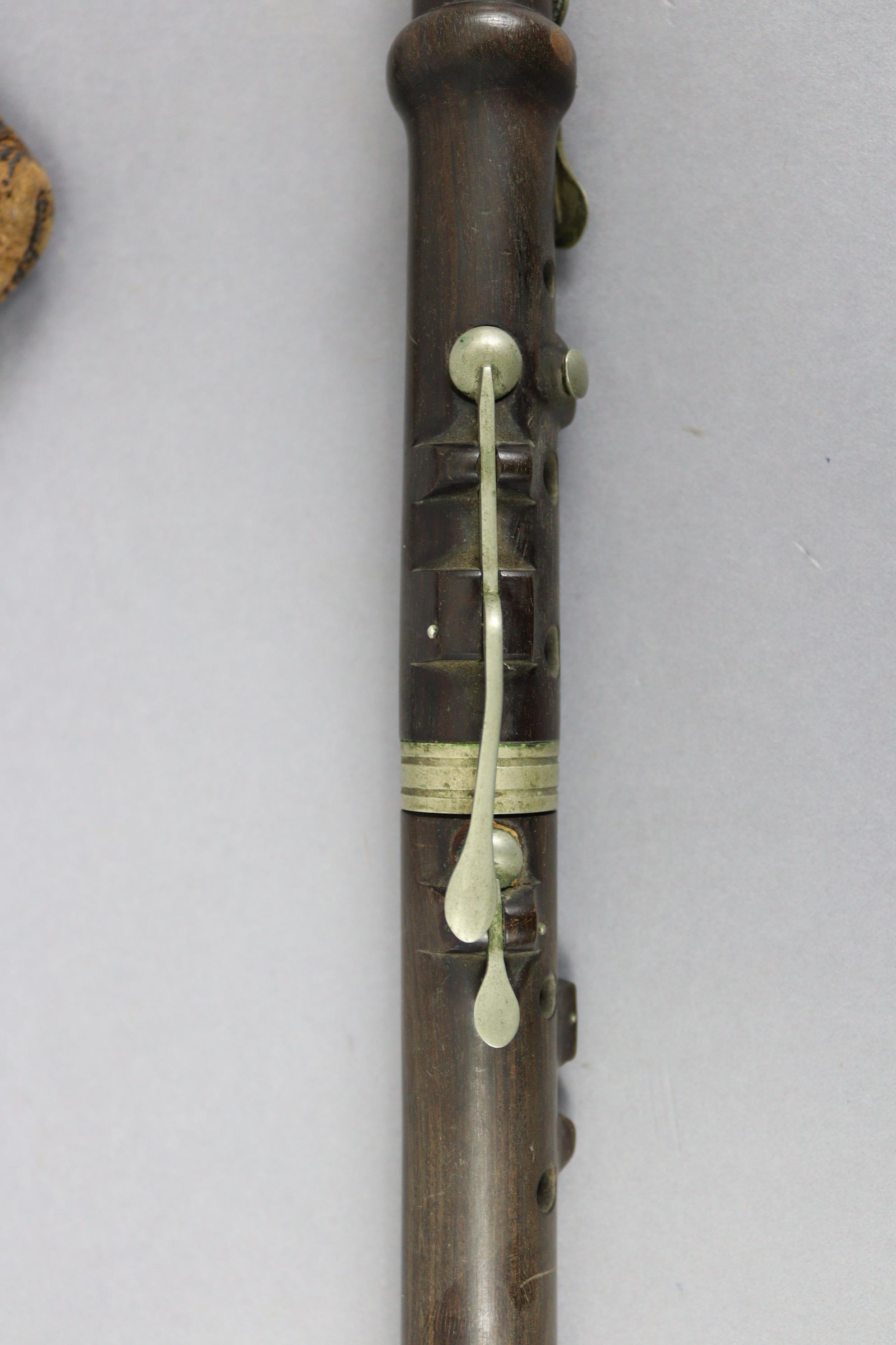 A rosewood flute (lacking mouthpiece) with chrome-plated keys, 19½” long, with case. - Image 3 of 5