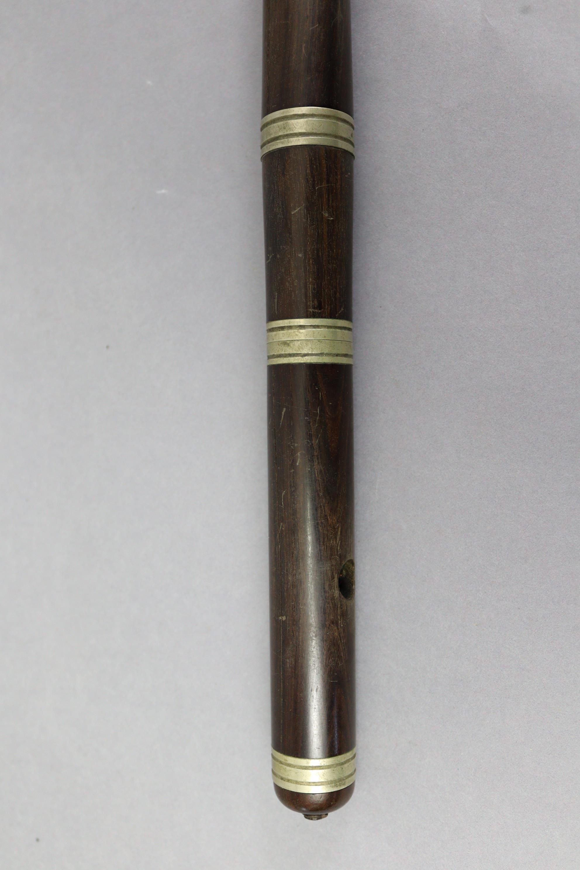 A rosewood flute (lacking mouthpiece) with chrome-plated keys, 19½” long, with case. - Image 4 of 5