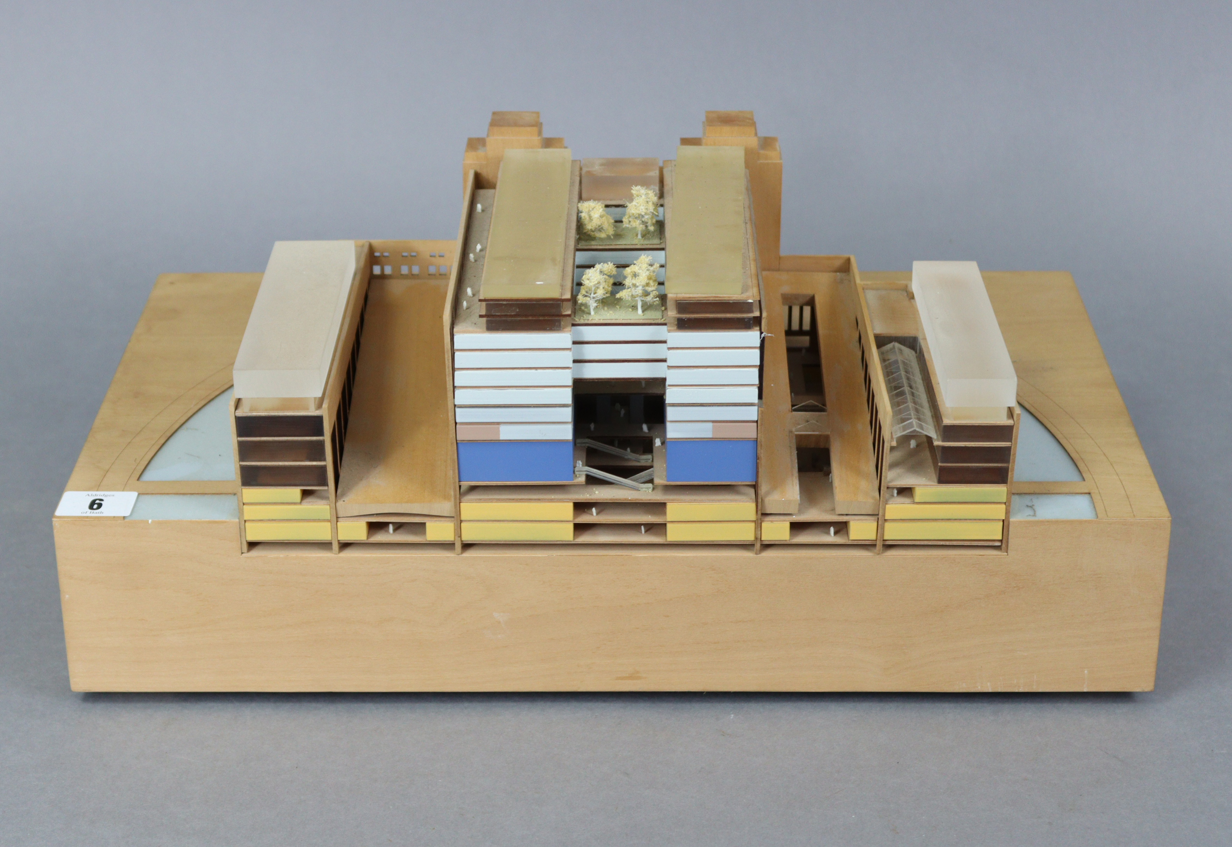 An architect’s wooden model of a power station (?), 18” wide x 7¼” high x 10½” deep.