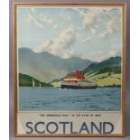 A coloured travel poster after Norman Wilkinson “SCOTLAND, The Ardrishaig Mail In The Kyles of