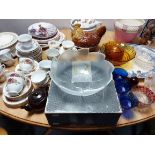 A Dartington crystal glass bowl, boxed; & various other items of glassware, china & pottery.