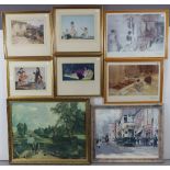 Six small coloured prints after William Russell Flint – female figure studies; together with various