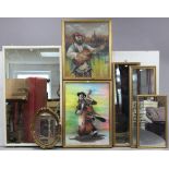 Two pastel studies each depicting a Jewish musician, 27” x 19”, & 24” x 19”, each in gilt frame; &