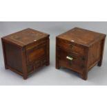 A Chinese-style hardwood bedside chest, fitted frieze drawer above a pair of panel doors, 19¼”