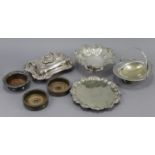 A silver-plated rectangular entrée dish with detachable ring handle, & with gadrooned edge, 12¾”