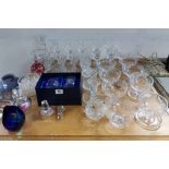 Various items of coloured & plain glassware.