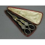 A pair of George IV silver King’s Husk pattern grape scissors; London 1821, by William Eley &
