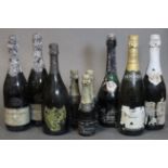 One bottle of Dom Perignon 1990 vintage Champagne; together with five various other bottles of