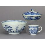 An early 18th century Chinese blue & white export porcelain shallow bowl & cover with all over