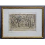 THOMAS UWINS, R. A., R.W.S. (1782-1857). A pencil drawing of a French park scene titled “La