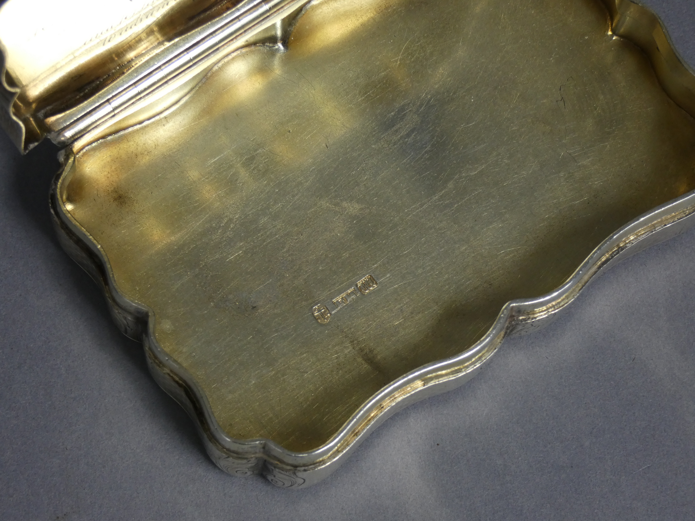 An early Victorian silver presentation large snuff box of rectangular shape with serpentine sides, - Image 3 of 5