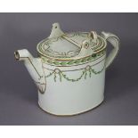 A Victorian earthenware straight-sided watering can in the 18th century Bristol style with hinged