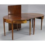 A 19th century mahogany D-end dining table, fitted three additional leaves with plain top & frieze,