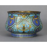 A 19th century gilt bronze & cloisonne enamel bowl of squat baluster form, with neo-classical