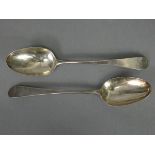 A pair of George III silver Old English table spoons; London 1777, by Thomas Northcote. (3½ oz).