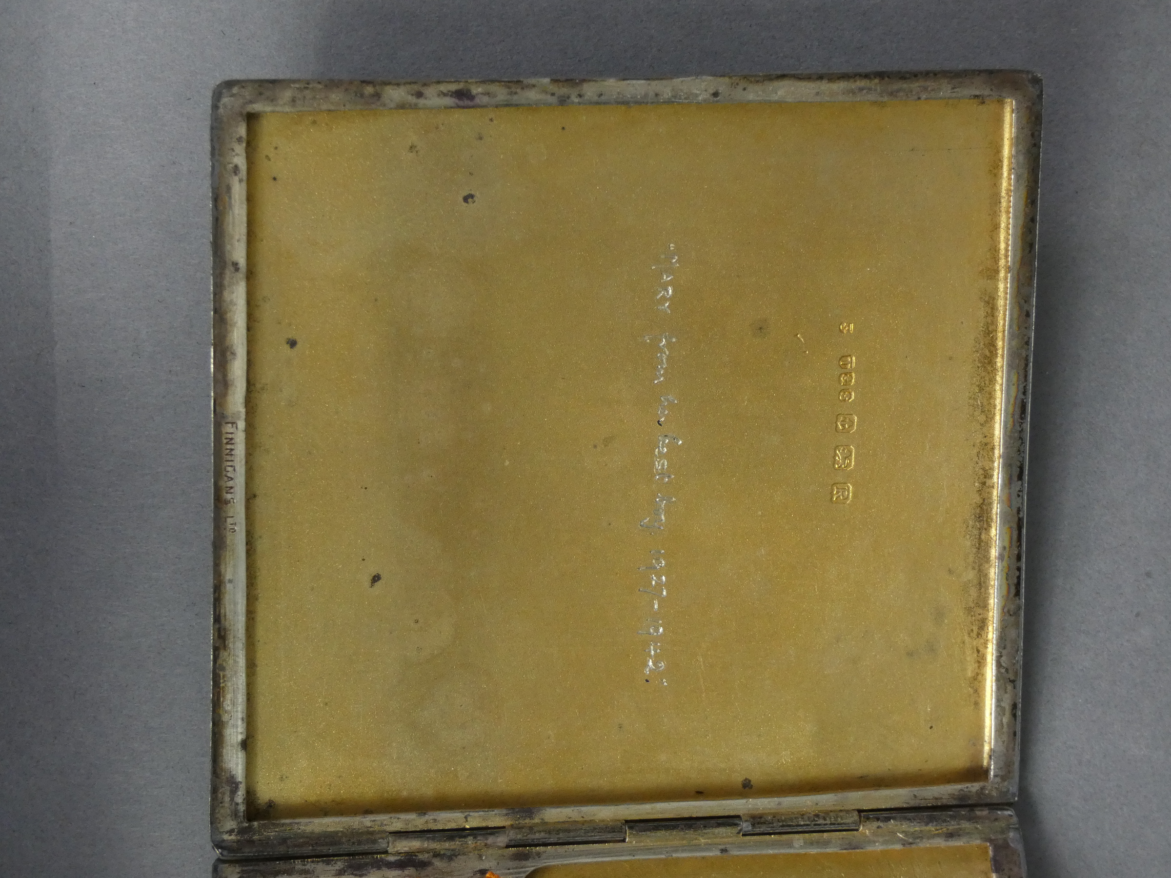 A silver engine-turned pocket cigarette case with engraved Army Chaplain’s badge, the interior - Image 3 of 3