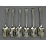 Four George III silver Old English Feather-Edge table spoons: - one pair London 1780 by Hester