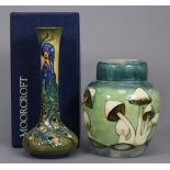 A modern Moorcroft pottery ginger jar & cover decorated with the “Fairy Rings” mushroom pattern