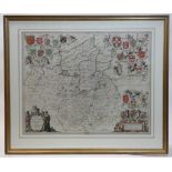 JAN JANSSON (1588-1664). An engraved hand coloured map of Cambridgeshire “Comitatis