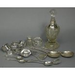 A pair of late Victorian silver apostle serving spoons with oval bowls & writhen stems, 7” long,