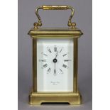 A modern English carriage timepiece by Bornand Freres, Bicester, in gilt-brass case with white