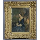BAXTER, George. A coloured print titled: “the love letter received”, depicting a girl seated in a