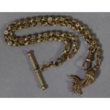 A 9ct. gold albert of decorative links with star-cut pattern, with bar & pendant tassel; 15”