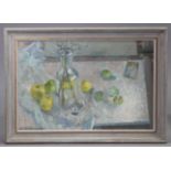 RICHARD PIKESLEY, NEAC (b. 1951). “Still Life On Marble”. Signed lower left & inscribed verso; oil