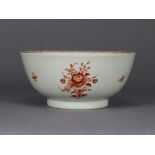 An 18th century Chinese export porcelain 5” diam. deep bowl painted with floral sprays in iron-