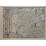 JOHN SPEED (2552-1629). A hand-coloured engraved map “Devonshire with Excester described and the