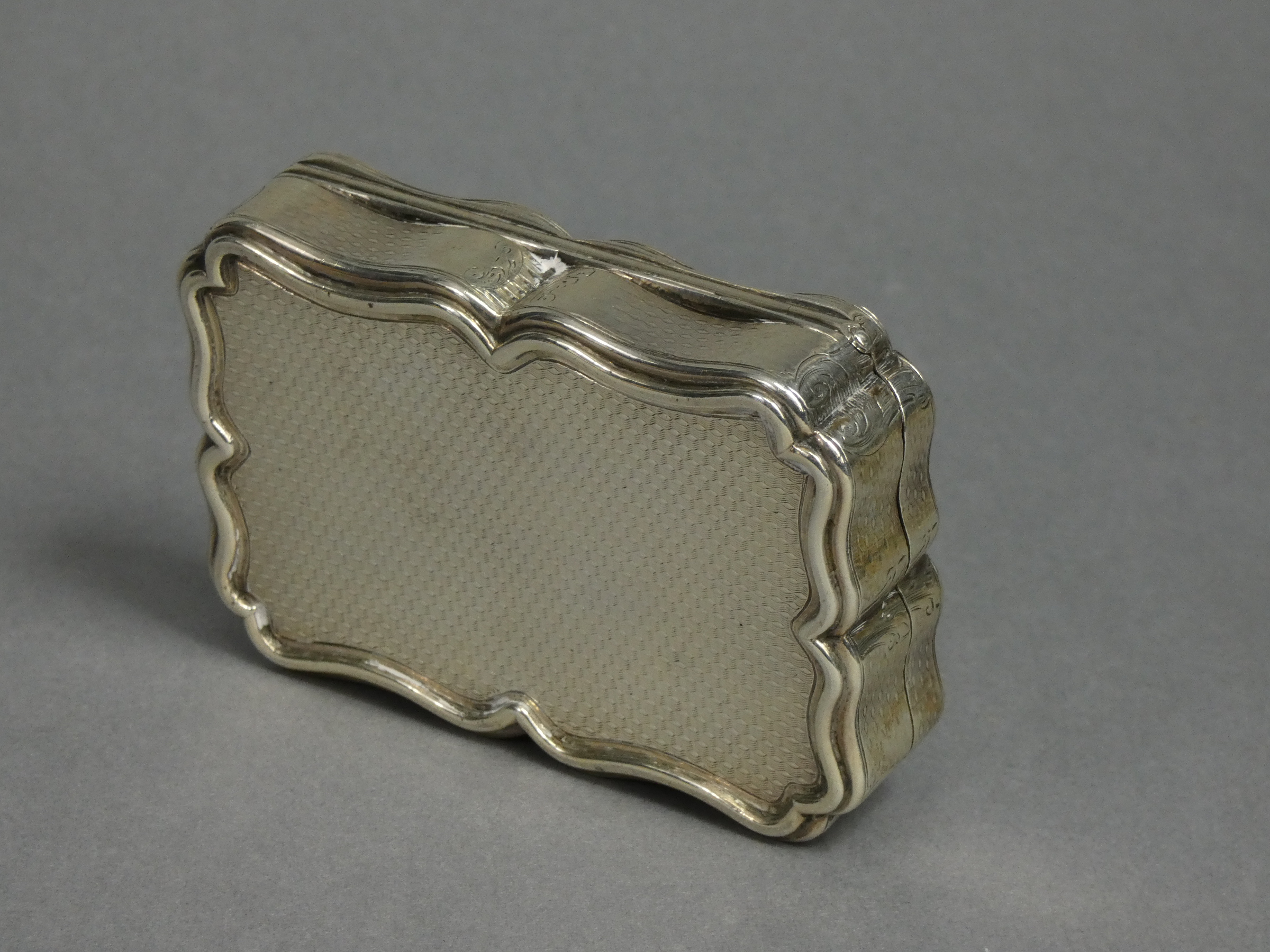 An early Victorian silver presentation large snuff box of rectangular shape with serpentine sides, - Image 5 of 5