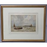 CHARLES SIM MOTTRAM, R. B. A. (exhib. 1880-1919). “The Broken Mist”, fishing boats off the Cornish
