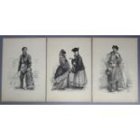 After JOSEPH RAPACKI (Polish, 1871-1929). Three black & white lithographs: “The Gossips”, “The