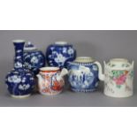 Three various 19th century Chinese blue & white ginger jars (larges 5” high); a similar bottle vase,