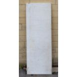 A white marble rectangular slab, 67½” x 23¾” x 1¼” thick.