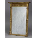 A regency gilt rectangular pier glass with rope-twist columns to the top & sides, 28?” wide x 30¾”
