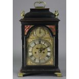 AN 18th century BRACKET CLOCK , the 8” brass & silvered dial signed “Henry Hurt, London” on a shaped
