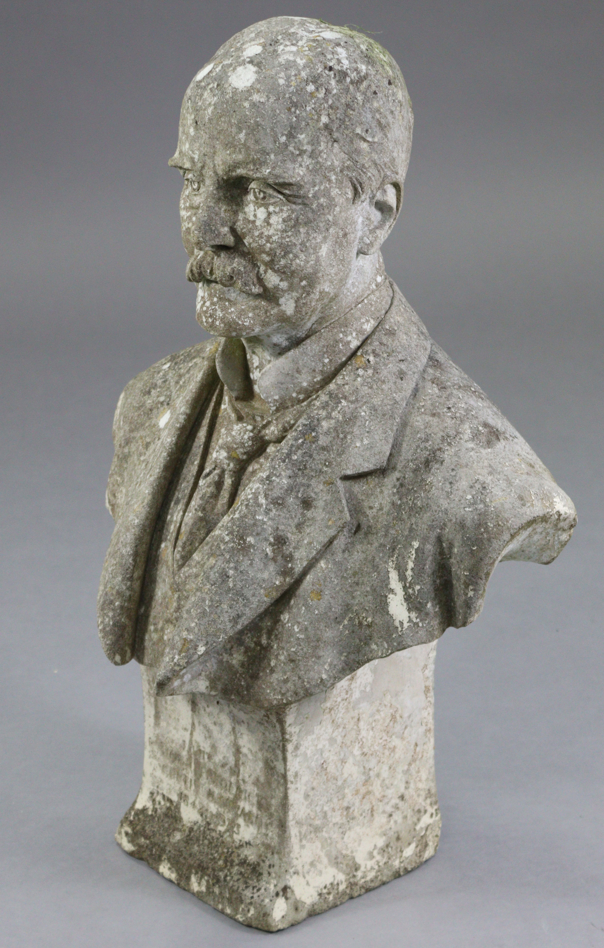 A large sculptured stone bust of “LIEUT. COL. JOHN FREDERICK CURTIS HAYWARD, 1842-1923”; 27” high - Image 6 of 6