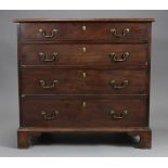 AN 18th CENTURY MAHOGANY CHEST, with moulded edge to the rectangular top, fitted four long graduated