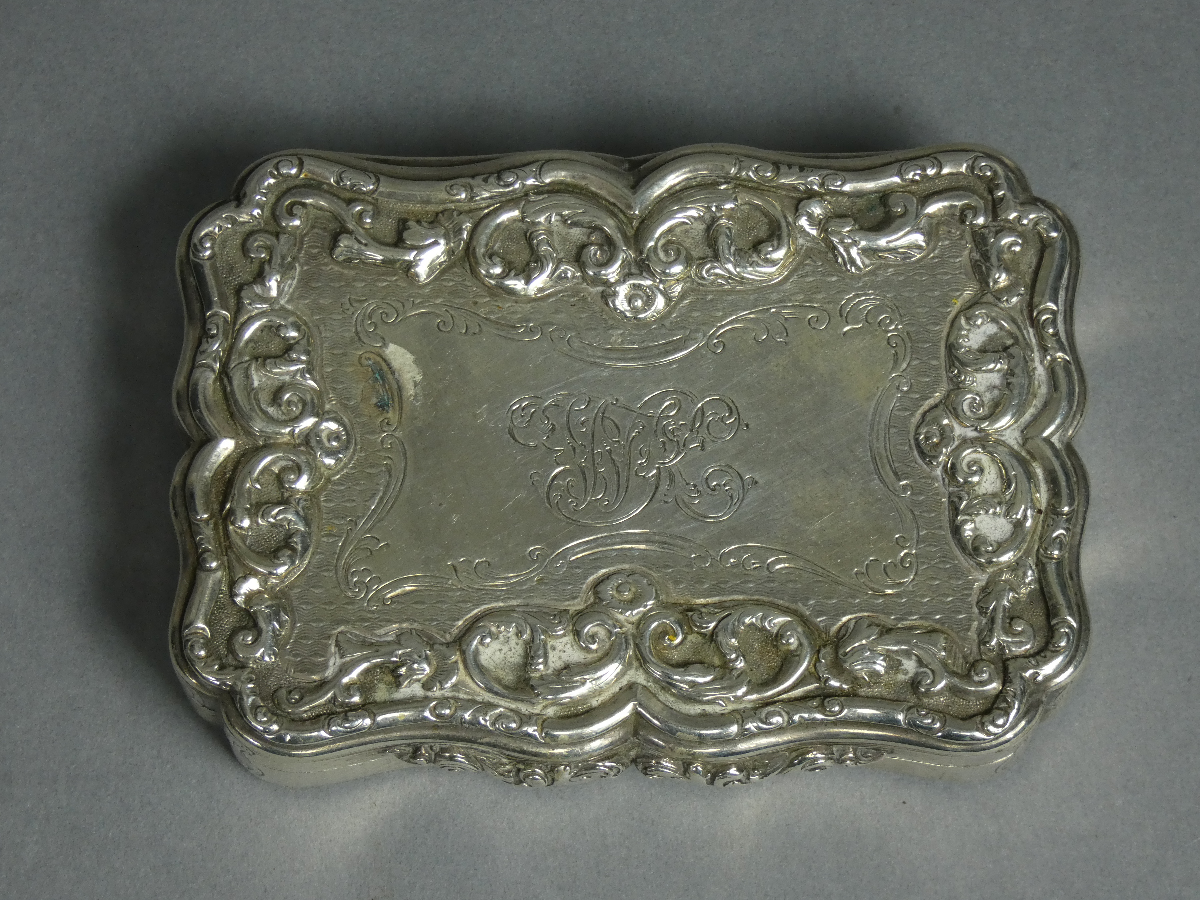 An early Victorian silver presentation large snuff box of rectangular shape with serpentine sides, - Image 4 of 5