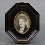 DUTCH SCHOOL, early 19th century. A portrait miniature of a young man wearing blue coat & white