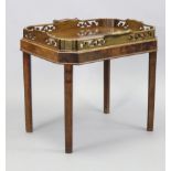 A 19th century walnut rectangular occasional table with canted corners, the removable tray-top
