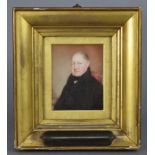 ENGLISH SCHOOL, mid-19th century. A portrait miniature of Dr Stewart Crawford, M.D., wearing dark