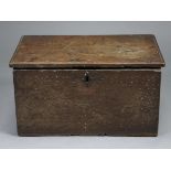 A late 17th/early 18th century Continental oak rectangular box with carved stylised decoration to