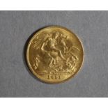 A George V gold half-sovereign, dated 1911.