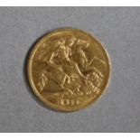 A George V gold half-sovereign dated 1911.