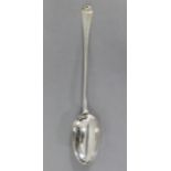 A GEORGE II SILVER ENGLISH PROVINCIAL HASH SPOON, Hanoverian pattern, with elongated oval bowl,