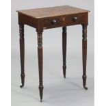 A Georgian mahogany side table, with inlaid border to the rectangular top, fitted single frieze