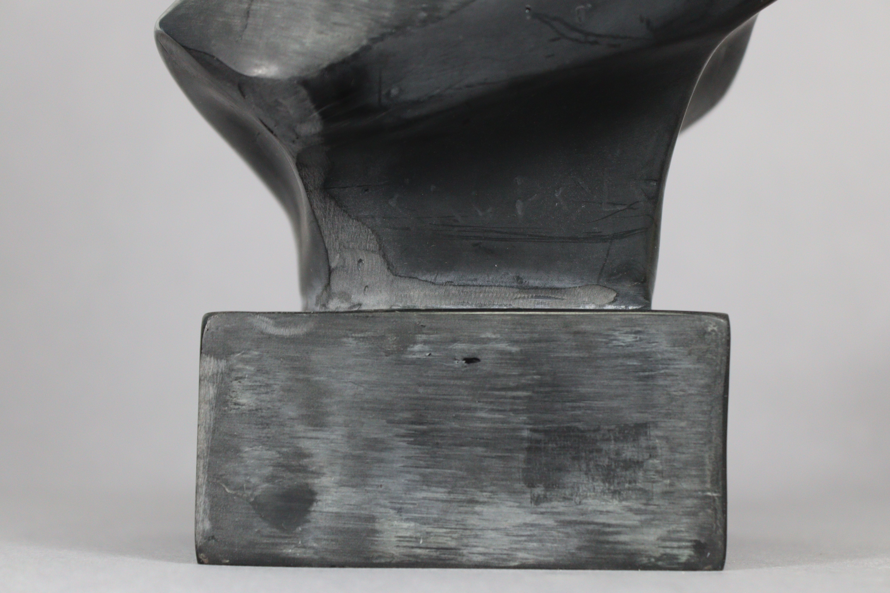 An ebonised resin bust of Antinous, on square base, 12” high; a bronzed composition bust of Apollo - Image 3 of 5